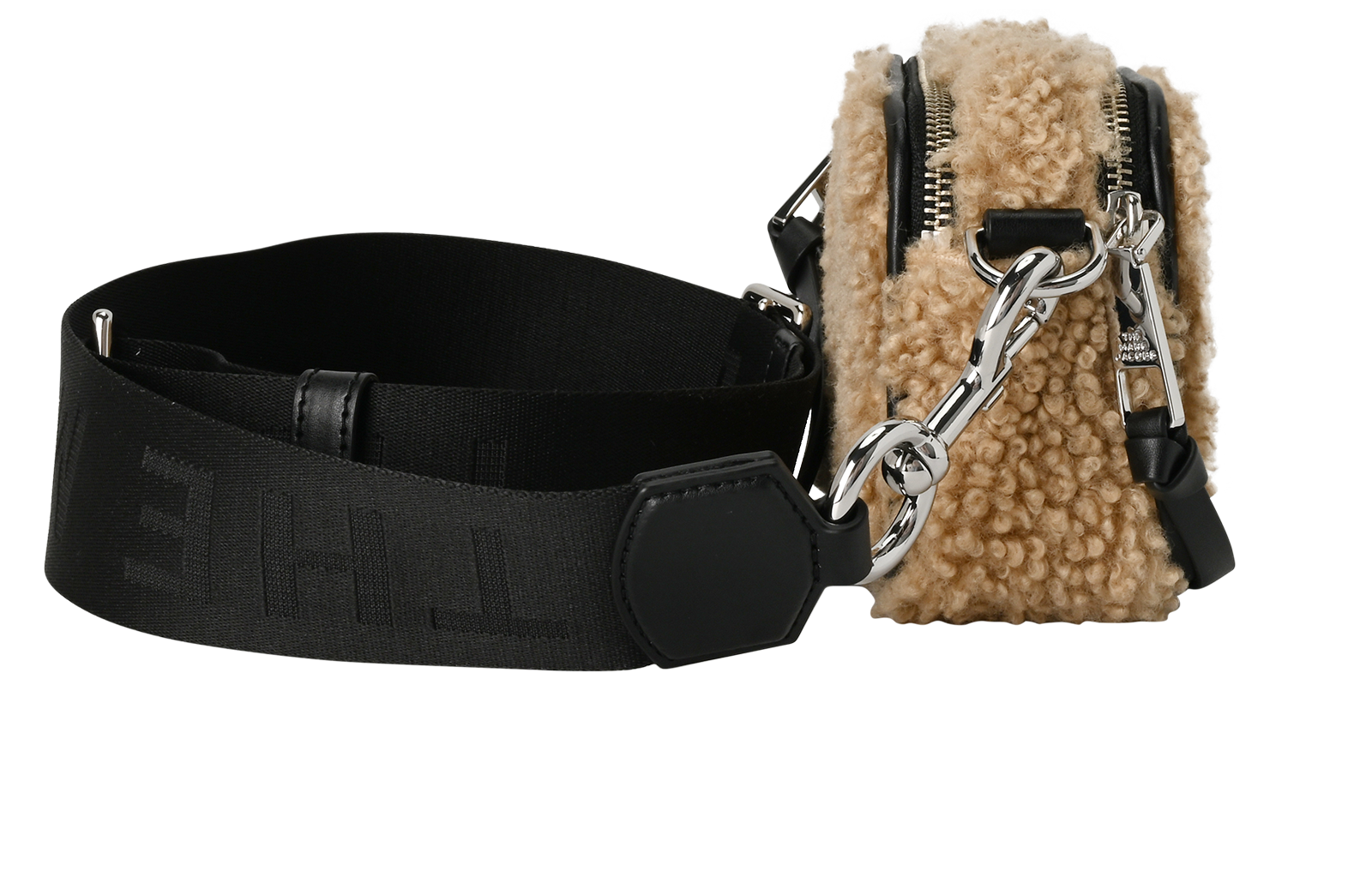 The Snapshot Teddy, &pound;190, Handbags, Beige/Black, Shearling, Side view